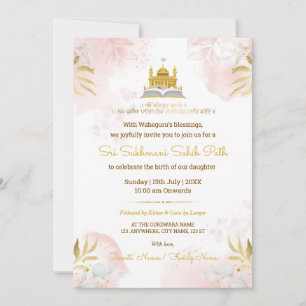 Tarjeta de invitación Pink & Gold Sukhmani Sahib P