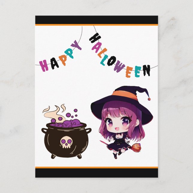 Tarjeta de Invitación plana Anime/Halloween/Witch/ (Anverso)