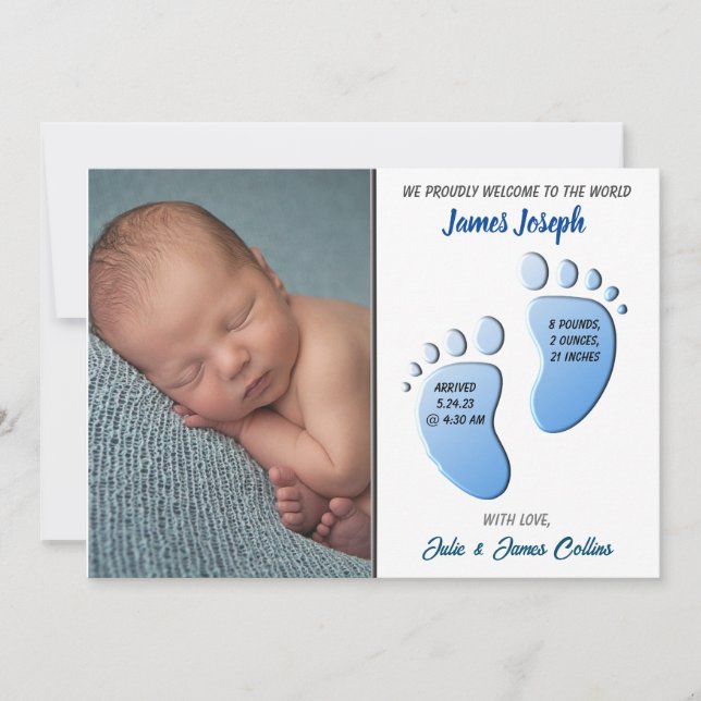 Tarjeta de Invitación plana Baby Boy (Anverso)