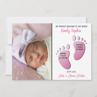 Tarjeta de Invitación plana Baby Girl Feet