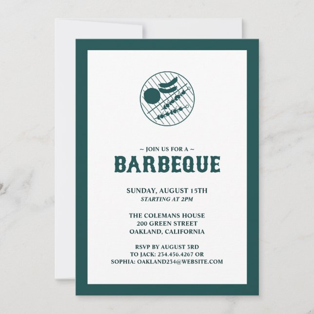 Tarjeta de invitación plana Barbeque Grill (Anverso)