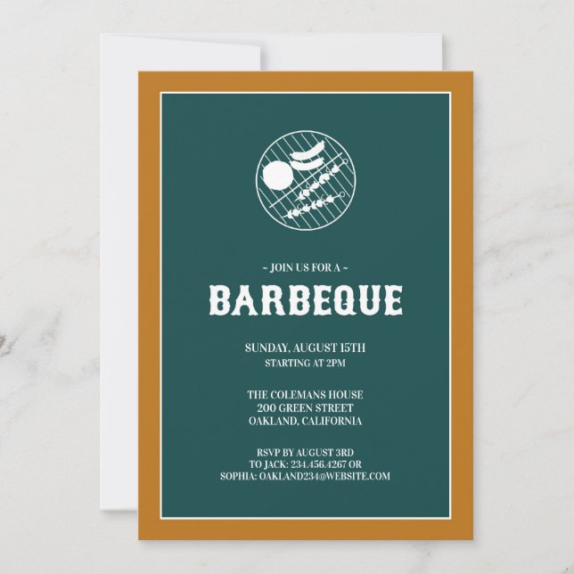 Tarjeta de invitación plana Barbeque Grill (Anverso)