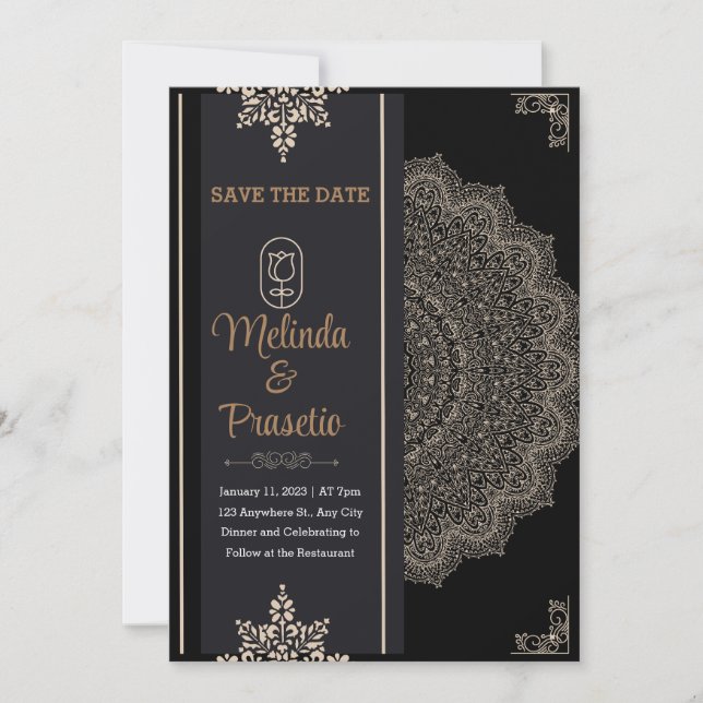 Tarjeta de invitación plana boda, tamaño: 5" x 7" (Anverso)