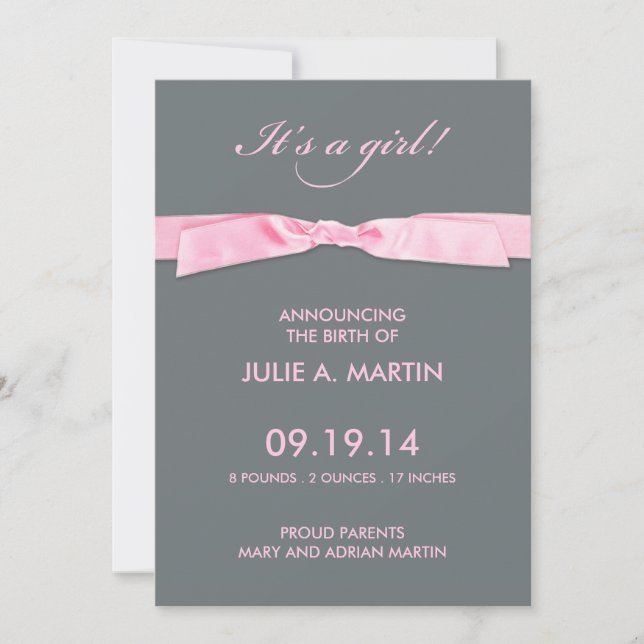 Tarjeta de Invitación plana Chica recién nacido (Anverso)