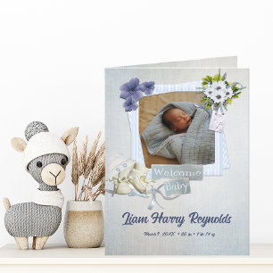 Tarjeta de Invitación plana de bebé estilo Shabby 