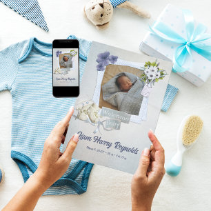 Tarjeta de Invitación plana de bebé estilo Shabby