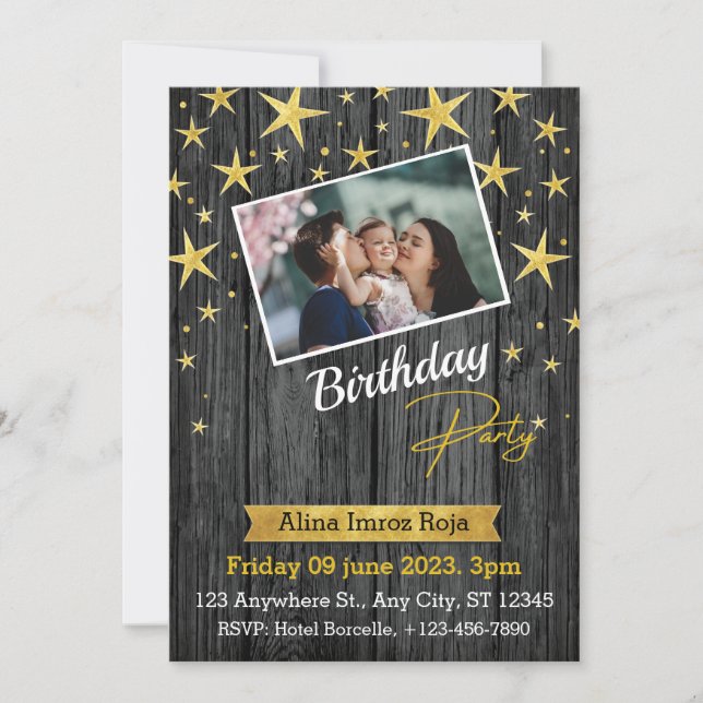Tarjeta de invitación plana de fiesta de cumpleaño (Anverso)