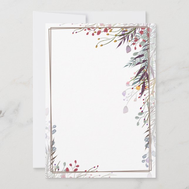 Tarjeta de Invitación plana - Esquina con flores (Anverso)