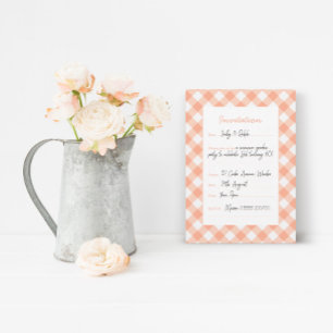 Tarjeta de invitación plana melocotón y crema