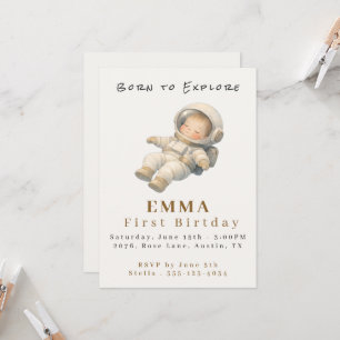 Tarjeta de Invitación Plana para el Primer Cumplea