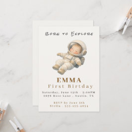 Tarjeta de Invitación Plana para el Primer Cumplea
