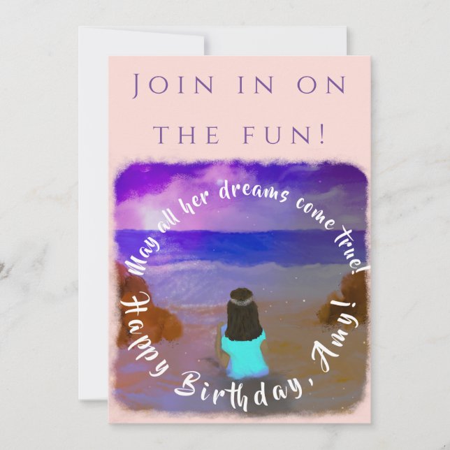 Tarjeta de invitación plana para eventos de cumple (Anverso)