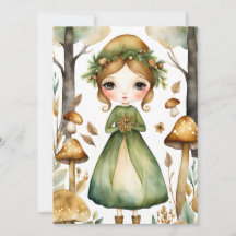 Tarjeta de Invitación plana para hadas Woodland Ga