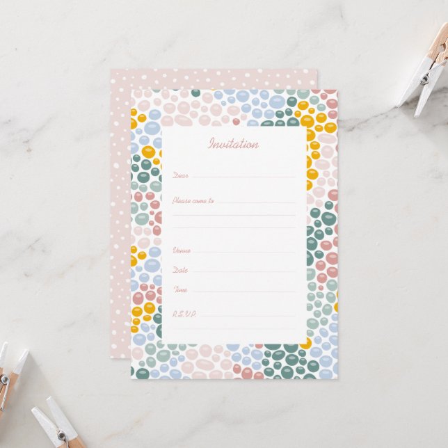 Tarjeta de invitación plana Pebbles (Anverso/Reverso In Situ)