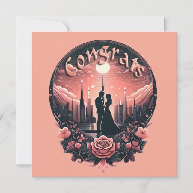 Tarjeta de invitación plegada de congratulaciones (Anverso)