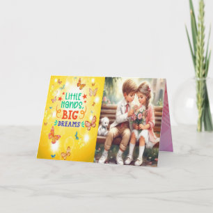 Tarjeta de invitación plegada de mano pequeña