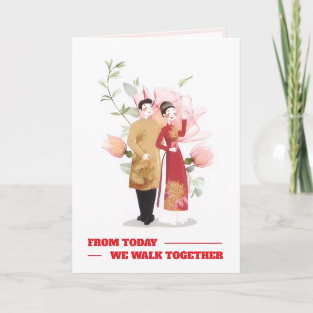 Tarjeta de invitación plegada Hoy Estamos Juntos (Anverso)