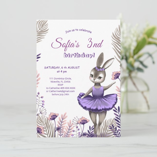 Tarjeta de invitación por cumpleaños. (Anverso de pie)