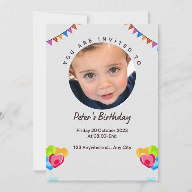 Tarjeta de invitación por cumpleaños (Anverso)