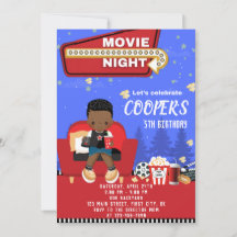 Tarjeta de invitación por cumpleaños de Movie Nigh