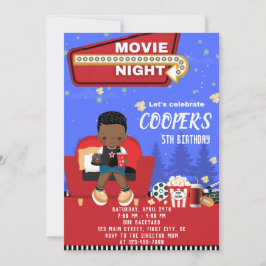 Tarjeta de invitación por cumpleaños de Movie Nigh