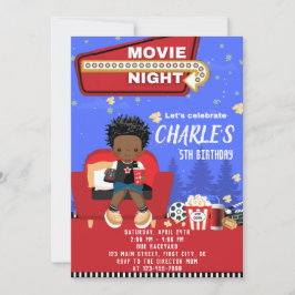Tarjeta de invitación por cumpleaños de Movie Nigh