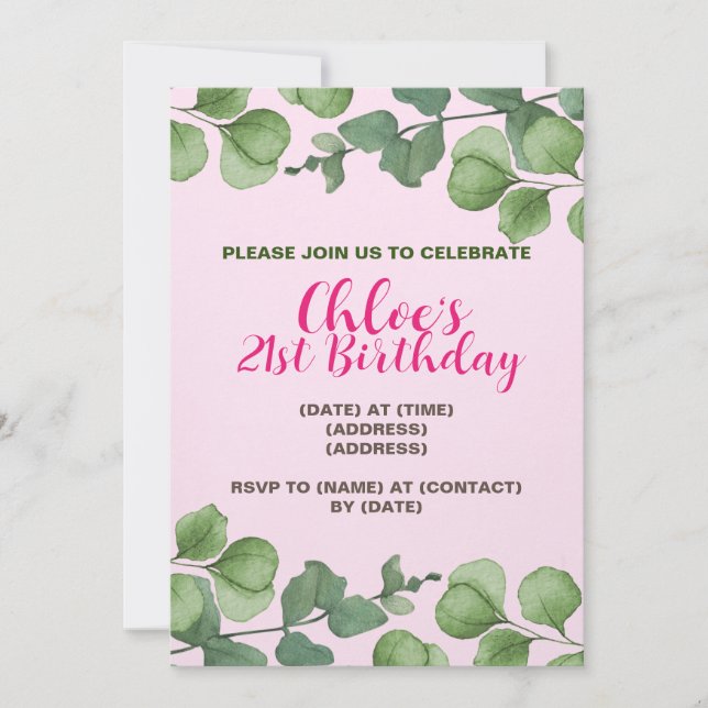 Tarjeta de invitación por cumpleaños, plantilla ed (Anverso)