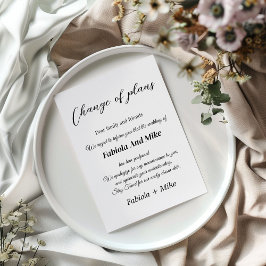 Tarjeta de invitación postergada de boda personali