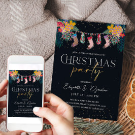 Tarjeta de invitación Purpurina de oro para Navida