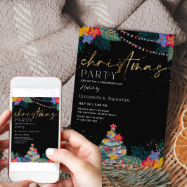 Tarjeta de invitación Purpurina de oro para Navida