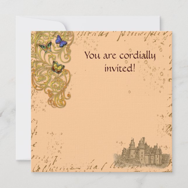 Tarjeta de invitación real del castillo del libro  (Anverso)