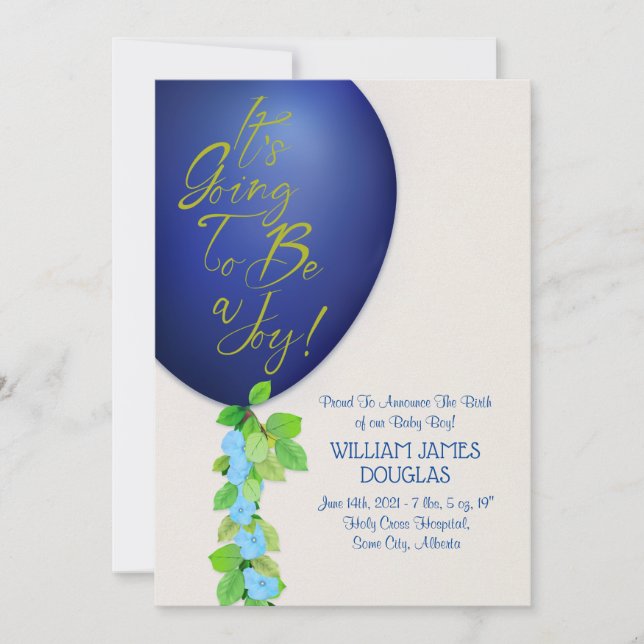 Tarjeta de Invitación recién nacido Boy (Anverso)
