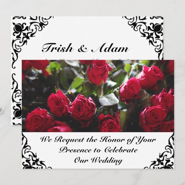 Tarjeta de invitación Red Roses 5" X 7" (Anverso / Reverso)
