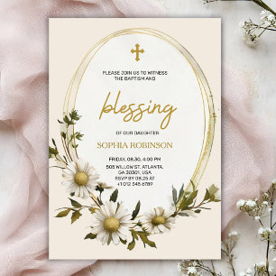 Tarjeta de invitación religiosa con diseño floral