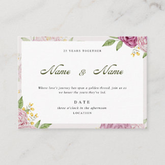 Tarjeta de invitación Romántica Floral Aniversario