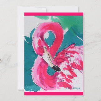 Tarjeta de invitación rosa caliente Flamingo tropi