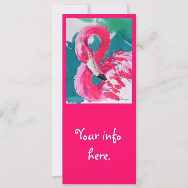 Tarjeta de invitación rosa caliente Flamingo tropi (Anverso)