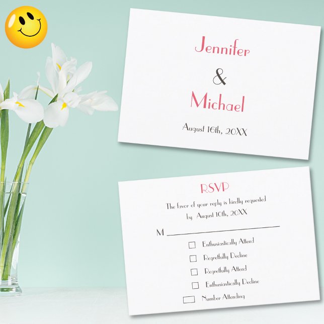 Tarjeta de invitación RSVP de respuesta de boda pe (Funny Custom Wedding RSVP Reply Invitation Card)