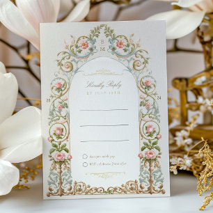 Tarjeta de invitación RSVP para bodas de jardín vi
