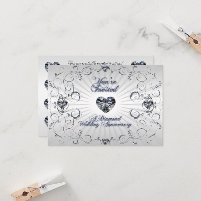 Tarjeta de invitación RSVP para el 60 aniversario  (Anverso/Reverso In Situ)