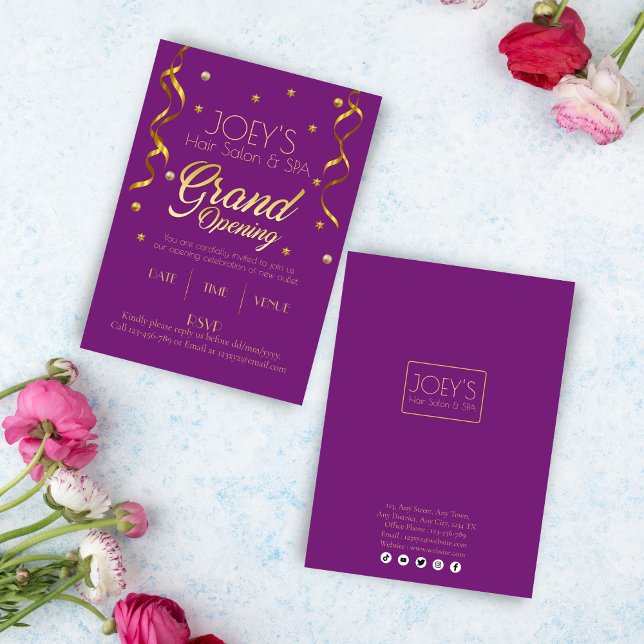 Tarjeta de invitación RSVP para Golden Grand Openi (Subido por el creador)