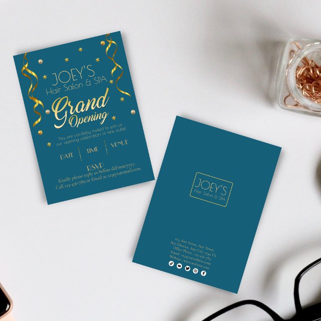 Tarjeta de invitación RSVP para Golden Grand Openi (Subido por el creador)