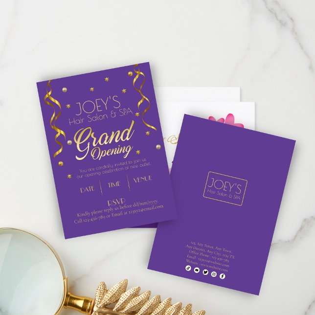 Tarjeta de invitación RSVP para Golden Grand Openi (Subido por el creador)