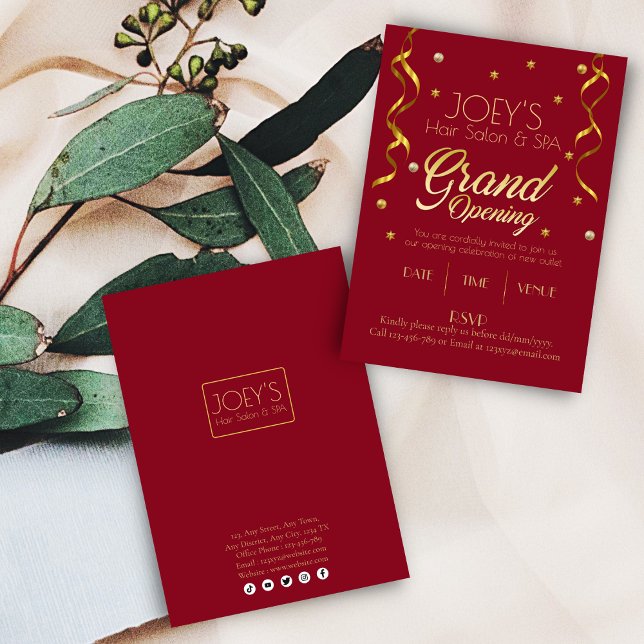 Tarjeta de invitación RSVP para Golden Grand Openi (Subido por el creador)