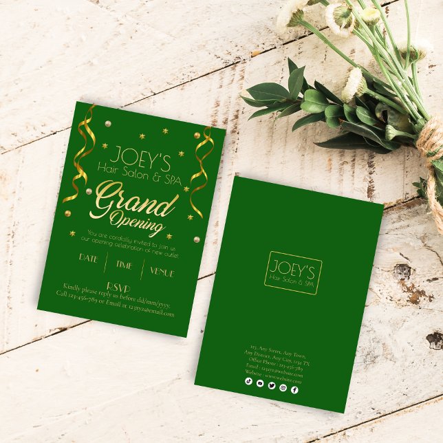 Tarjeta de invitación RSVP para Golden Grand Openi (Subido por el creador)