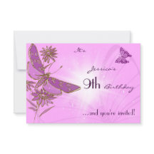 Tarjeta de invitación RSVP para mariposa rosa