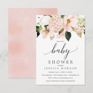 Tarjeta de invitación Rubor Hydrangea Baby Shower