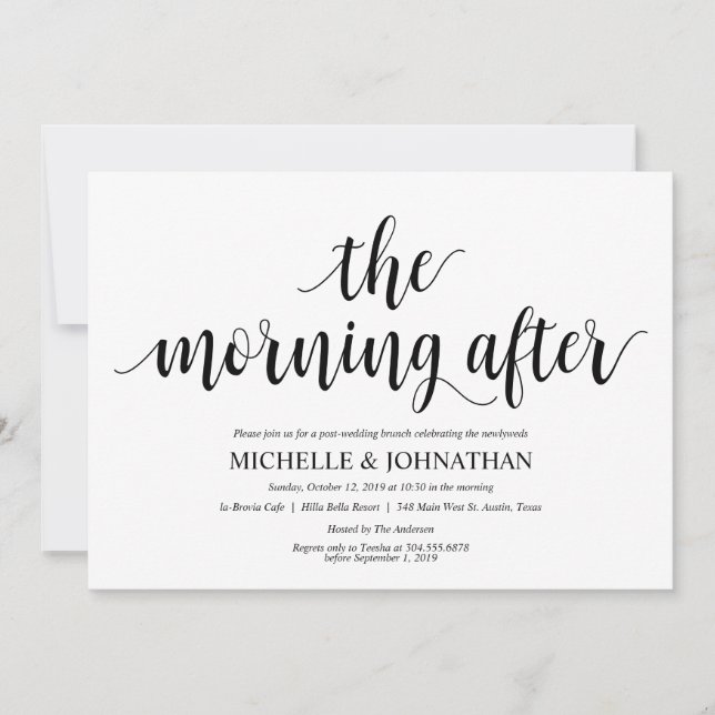 Tarjeta de invitación Rustic Post Boda Brunch (Anverso)