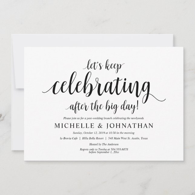 Tarjeta de invitación Rustic Post Boda Brunch (Anverso)