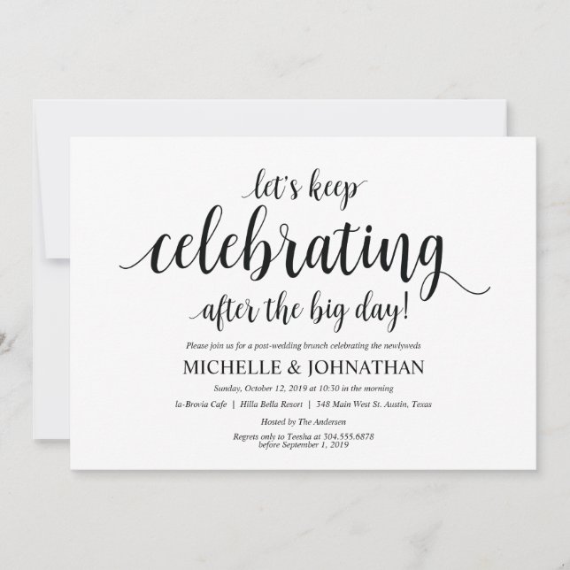 Tarjeta de invitación Rustic Post Boda Brunch (Anverso)